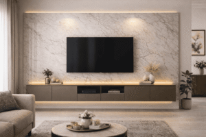 Marble or Granite Backdrop TV Unit