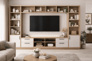 Modular TV Unit Design with Open & Closed Storage