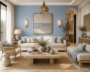 Sky Blue & Natural Stone — Cooling Sophistication