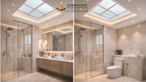 Modern bathroom with natural light features