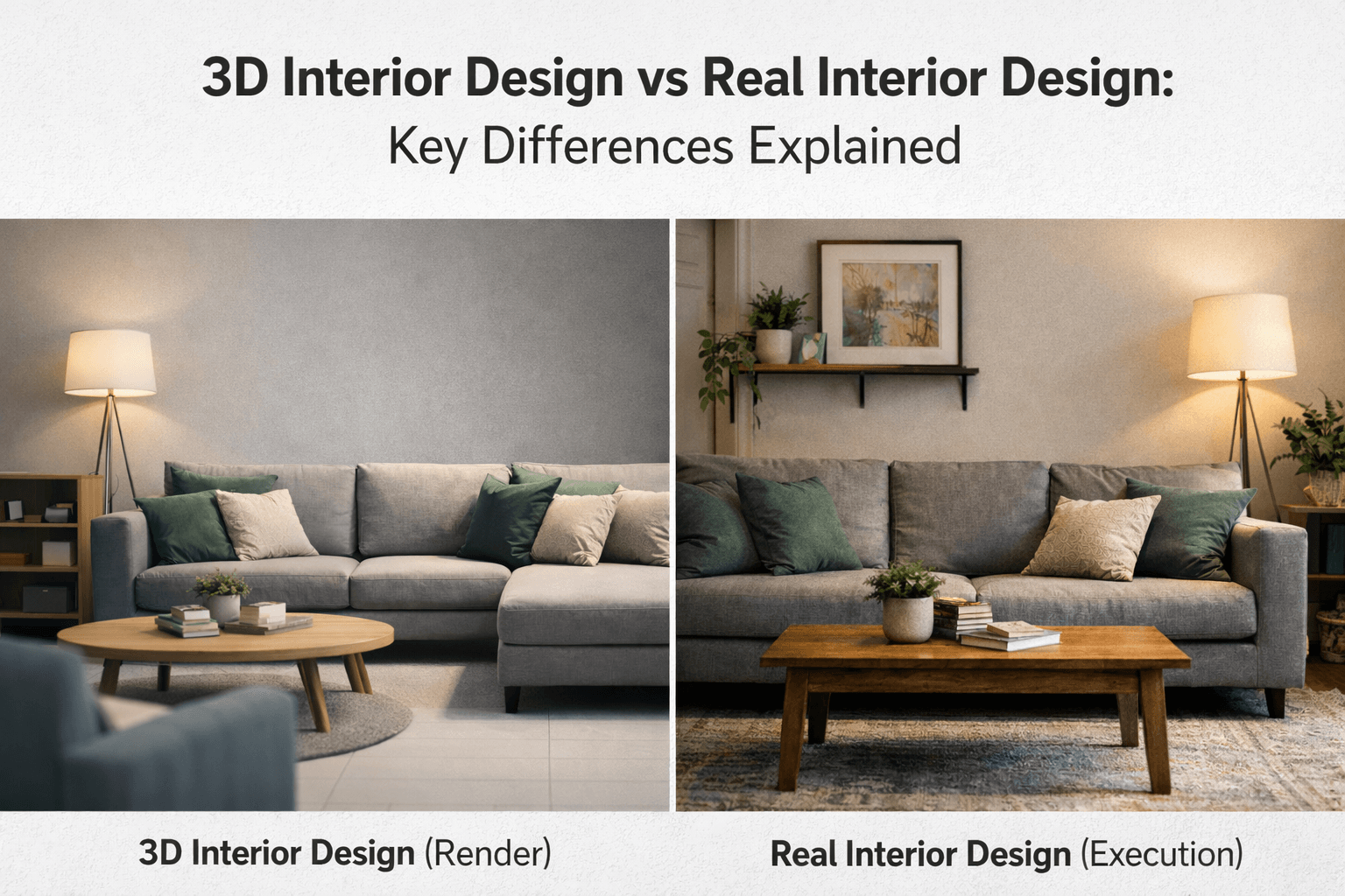 3D Interior Design vs Real Interior Design Key Differences Explained